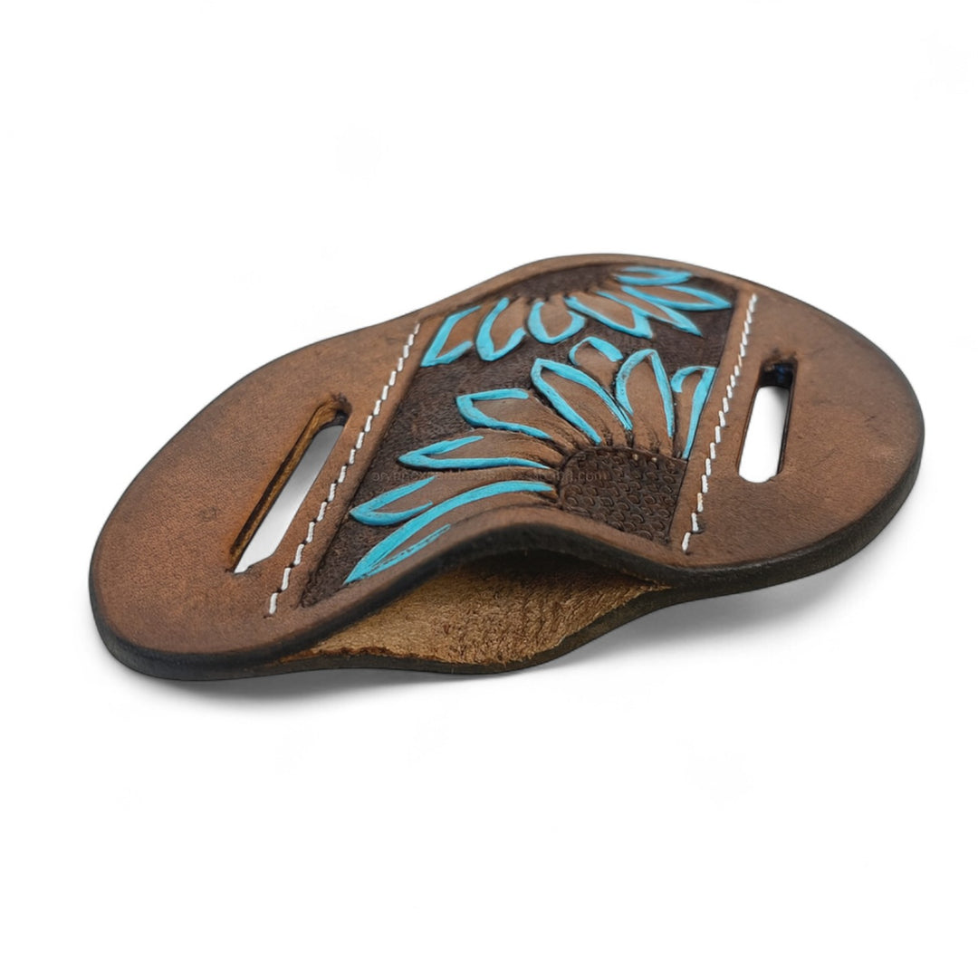 BB Sunfire Bloom Knife Sheath | Hand-Tooled Western Leather Knife Holder