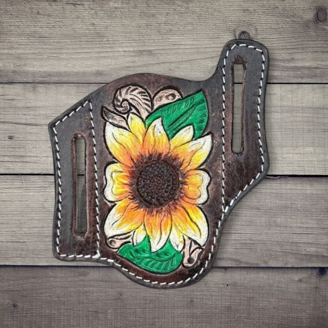 BB Carved Bloom Knife Sheath | Hand-Tooled Western Leather Knife Holder