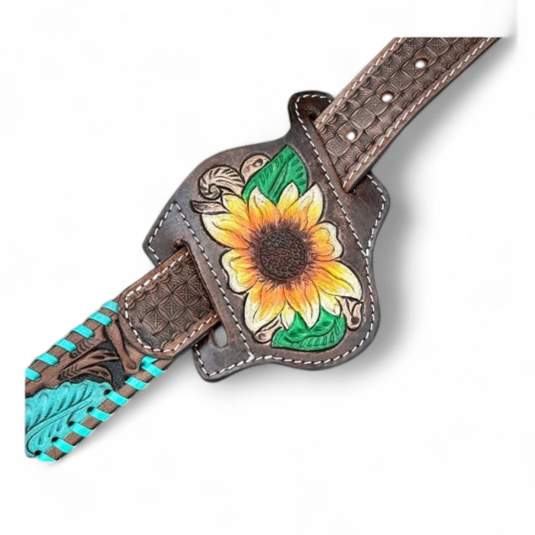 BB Carved Bloom Knife Sheath | Hand-Tooled Western Leather Knife Holder