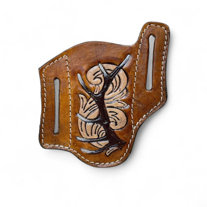 BB Cattleman’s Tooled Knife Sheath | Hand-Tooled Western Leather Knife Holder