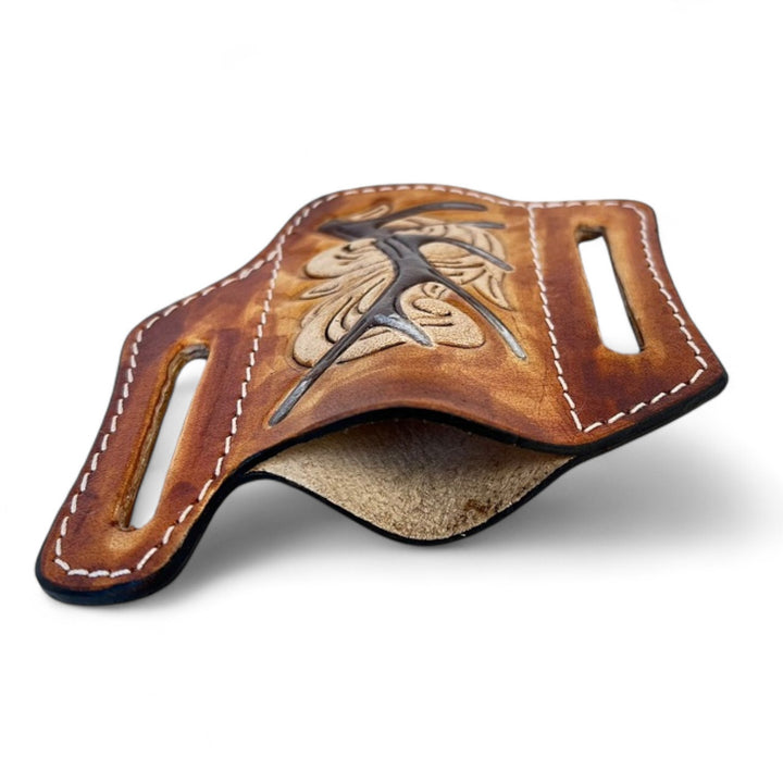 BB Cattleman’s Tooled Knife Sheath | Hand-Tooled Western Leather Knife Holder