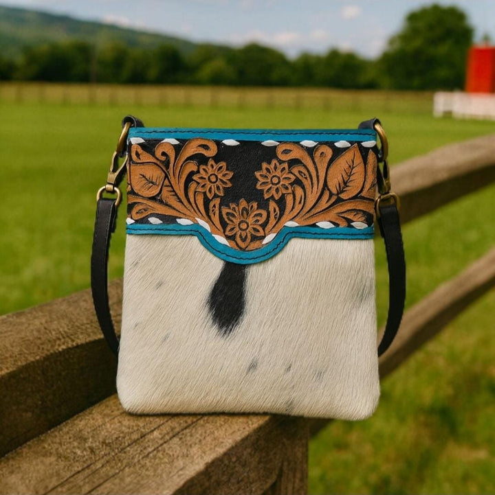 BB Bloomer Crossbody | Cowhide & Hand-Tooled Leather Bag
