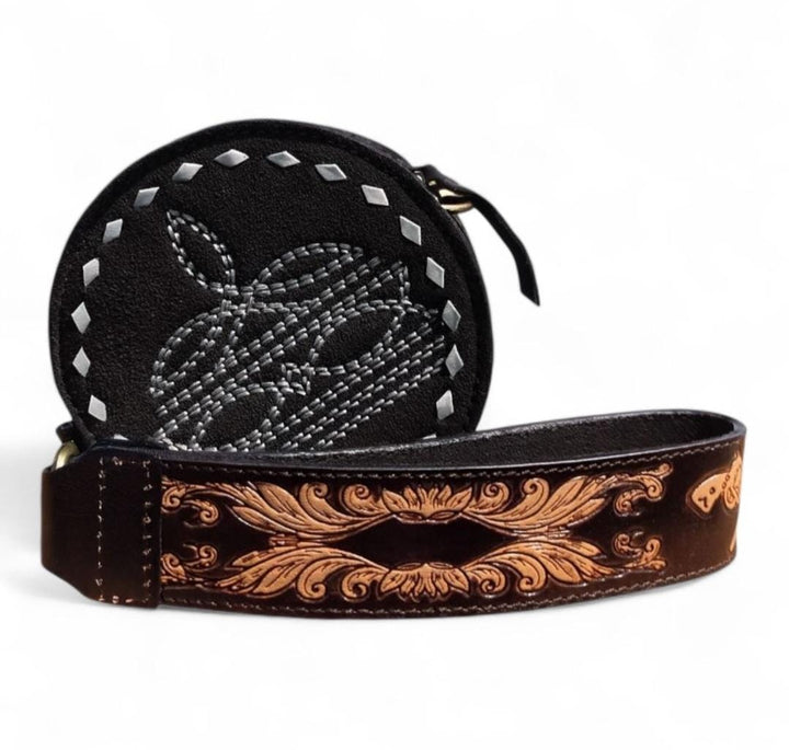 BB Mini Ranchlet™ | Hand-Tooled Suede Leather Wristlet & Crossbody