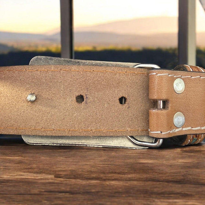 BB Turquoise Thunderbird Belt | Hand-Tooled Leather Western Belt