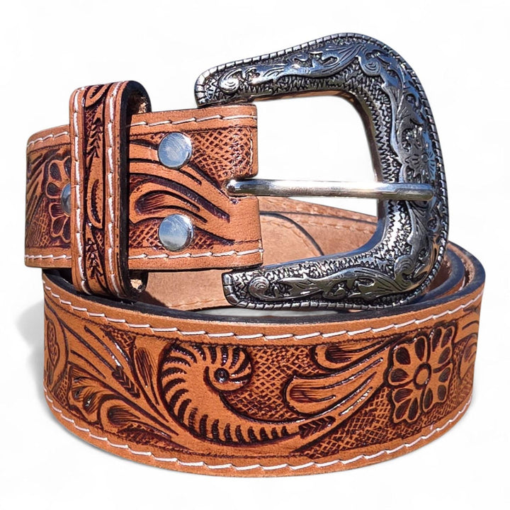 BB Heritage Trail Belt | Hand-Tooled Leather Western Belt