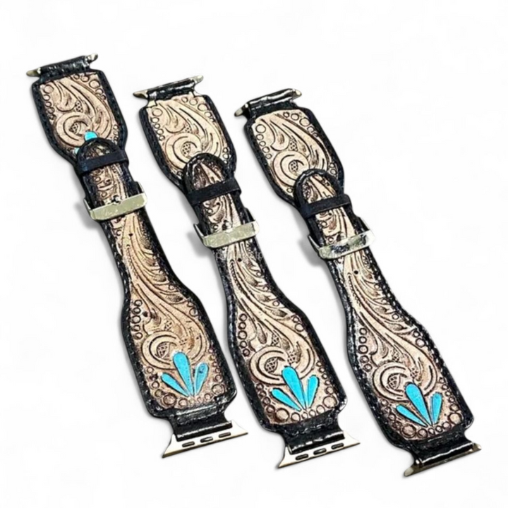 BB Painted Mesa Floral Watch Band | Handcrafted Western Leather Strap
