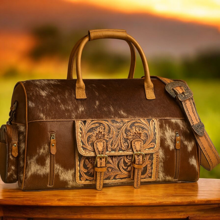 BB Heritage Duffle Bag | Hand-Tooled Leather Western Weekender