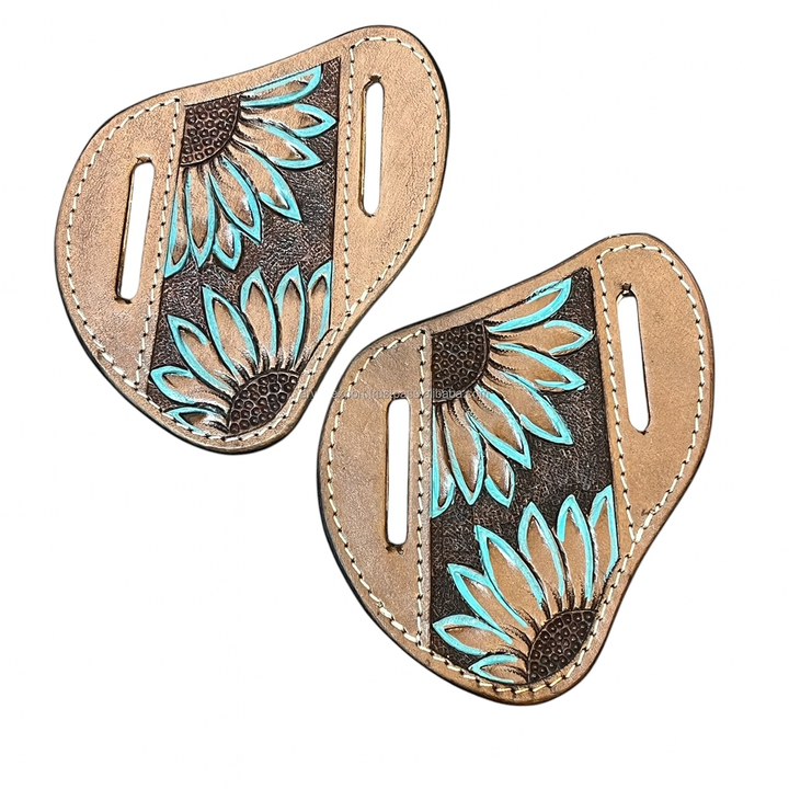 BB Sunfire Bloom Knife Sheath | Hand-Tooled Western Leather Knife Holder