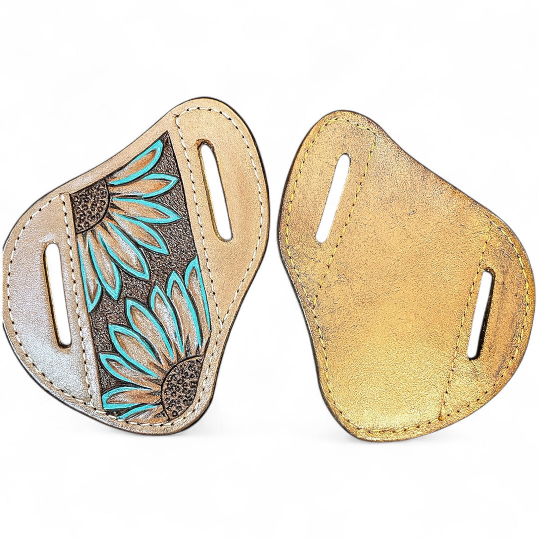 BB Sunfire Bloom Knife Sheath | Hand-Tooled Western Leather Knife Holder