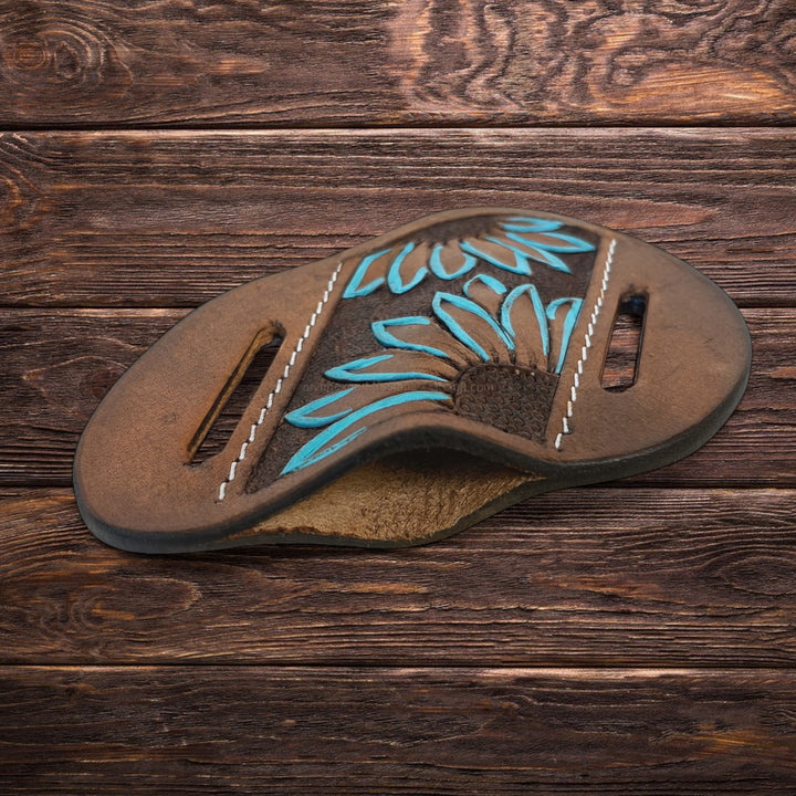 BB Sunfire Bloom Knife Sheath | Hand-Tooled Western Leather Knife Holder