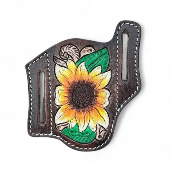 BB Carved Bloom Knife Sheath | Hand-Tooled Western Leather Knife Holder