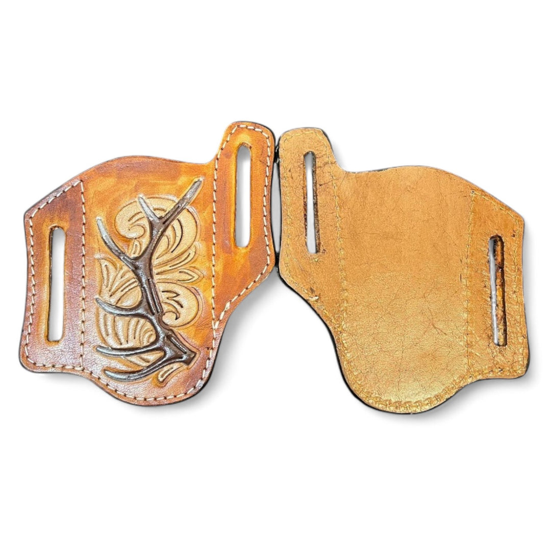 BB Cattleman’s Tooled Knife Sheath | Hand-Tooled Western Leather Knife Holder