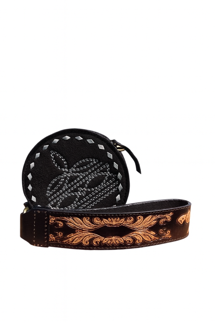 Mini Ranchlet™ - Sued and Tooled Leather Wristlet