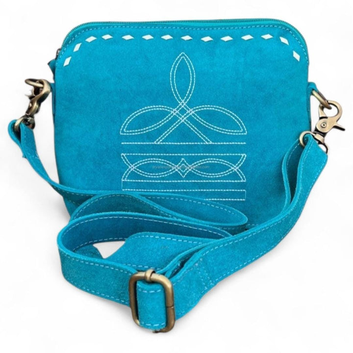 BB Horizon Stitch Crossbody | Suede Leather Bag with Boot-Stitch Embroidery