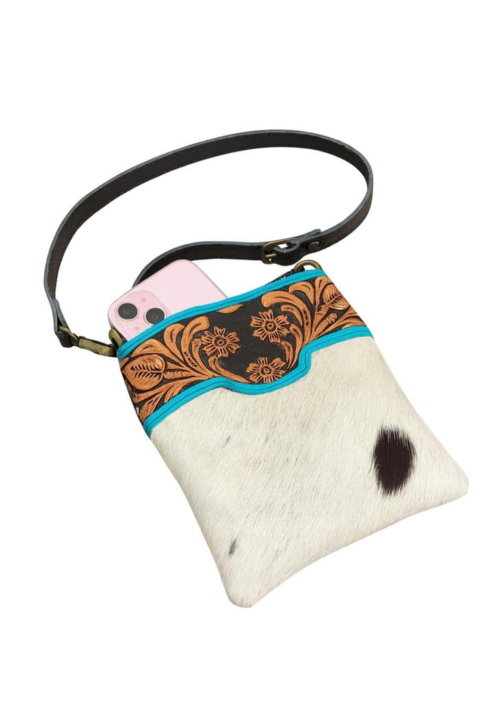 BB Bloomer Crossbody | Cowhide & Hand-Tooled Leather Bag