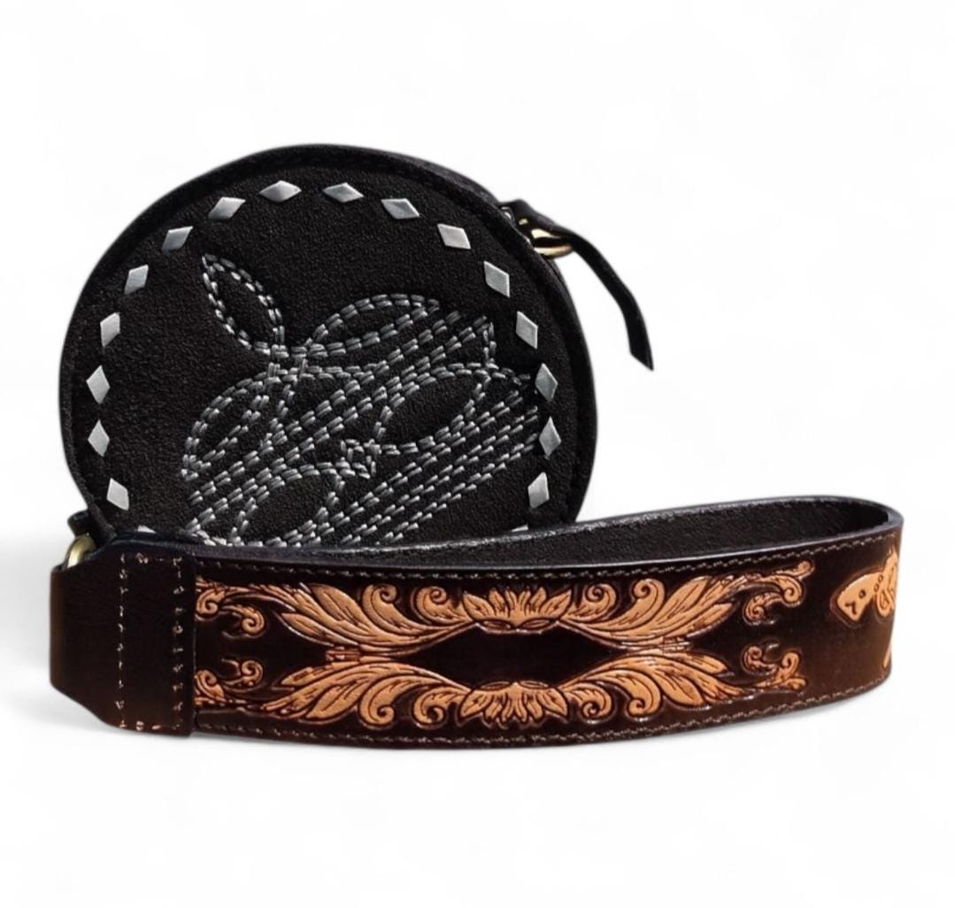 BB Mini Ranchlet™ | Hand-Tooled Suede Leather Wristlet & Crossbody