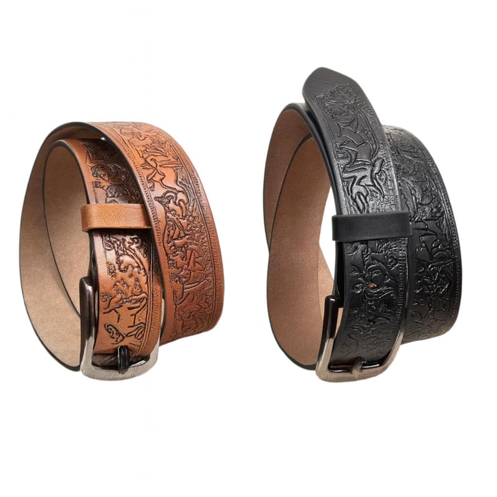 BB Wildlife Forest Belt | Hand-Tooled Leather with Deer & Forest Design