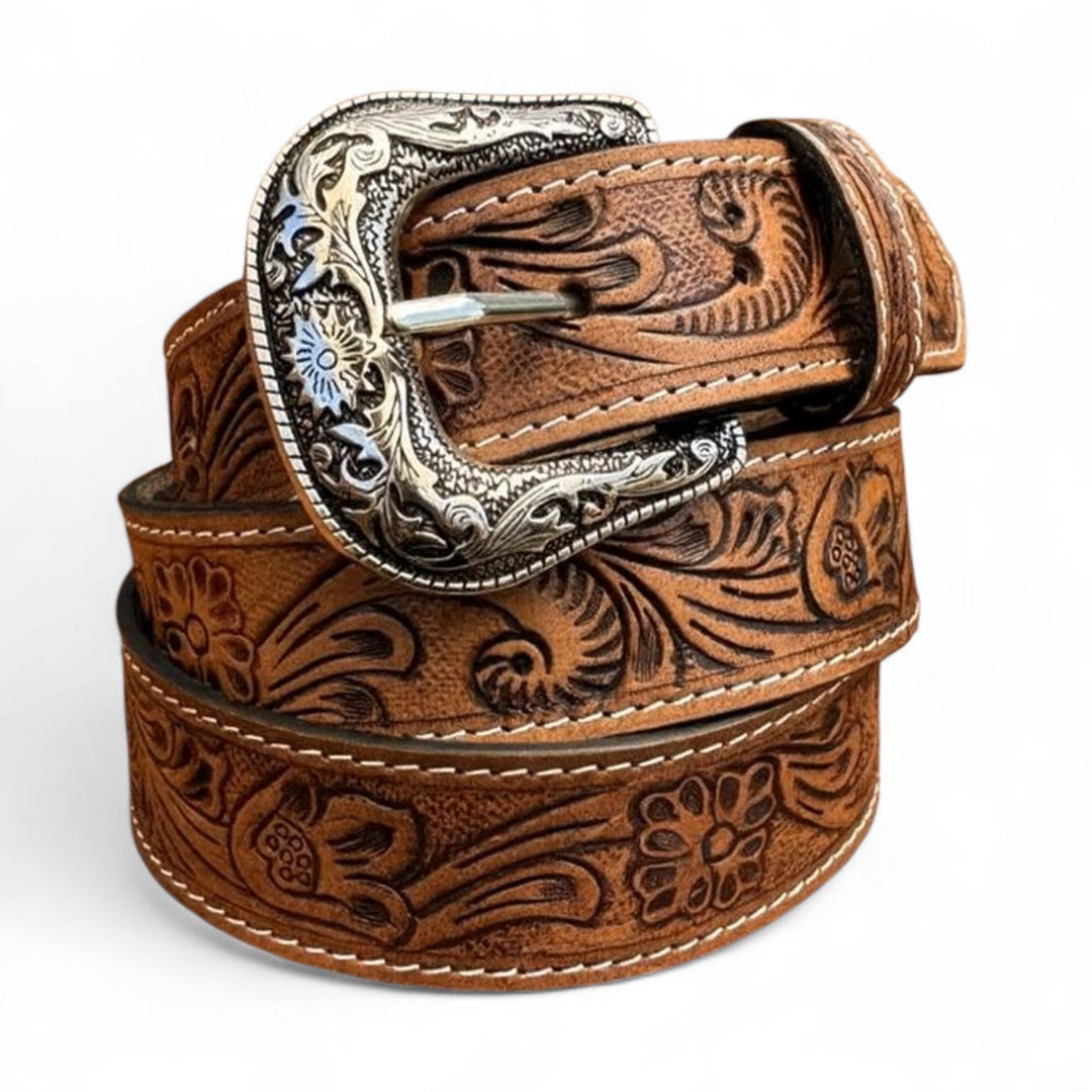 BB Heritage Trail Belt | Hand-Tooled Leather Western Belt