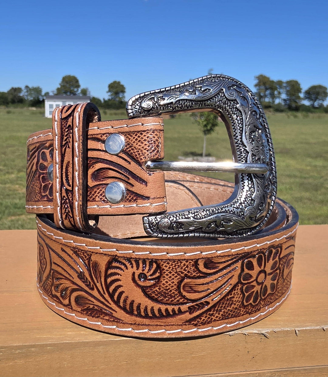 BB Heritage Trail Belt | Hand-Tooled Leather Western Belt