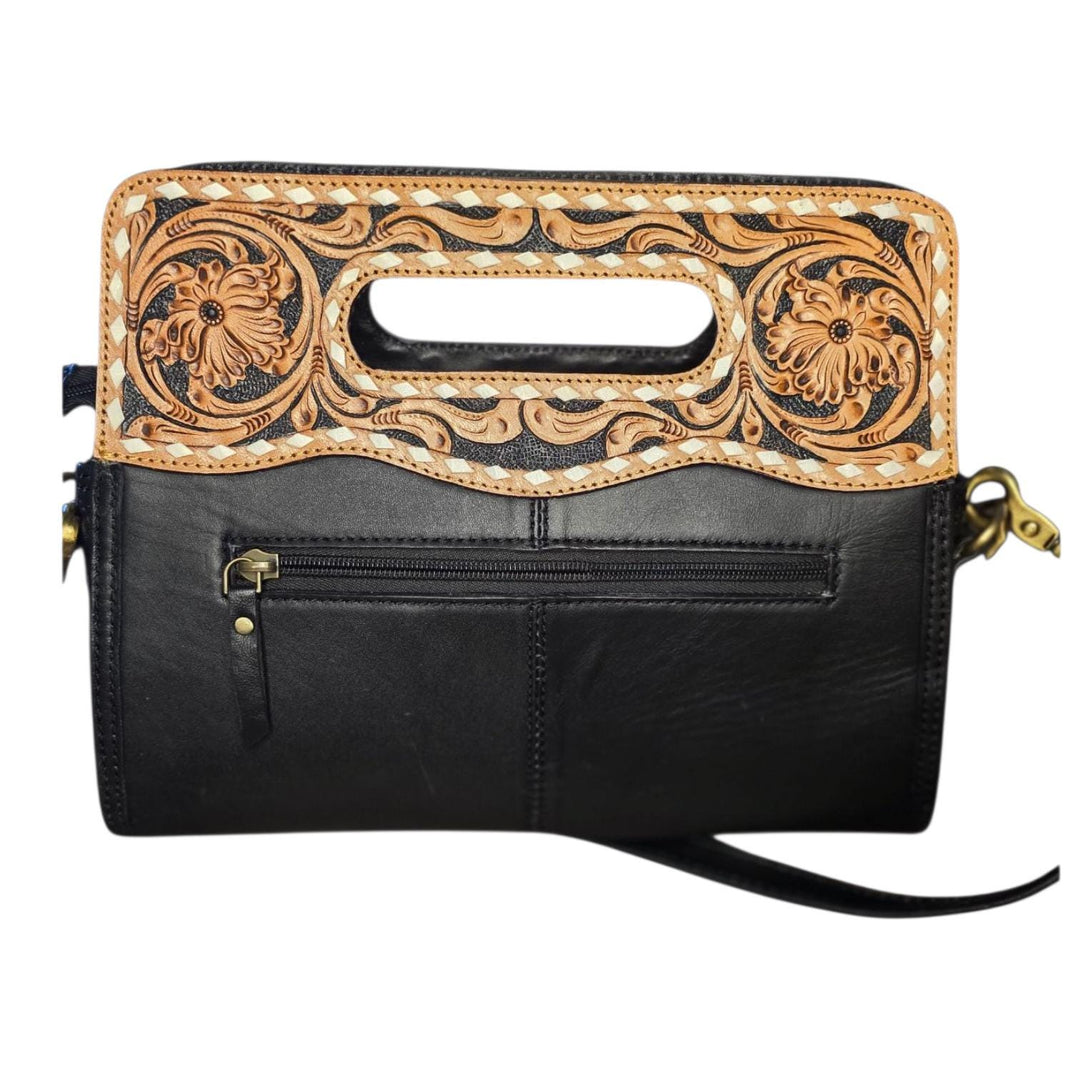 BB Quilted Bloom Crossbody Clutch | Hand-Tooled Leather Crossbody & Clutch