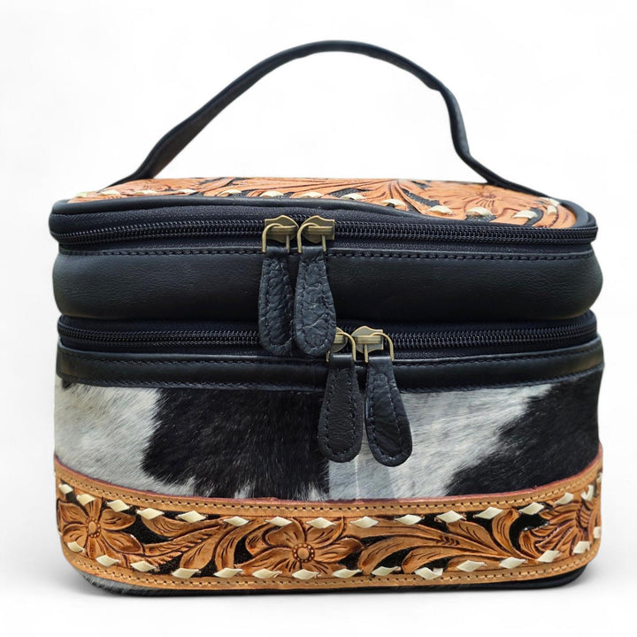 BB Frontier Bloom Case | Hand-Tooled Cowhide Leather Makeup & Travel Bag