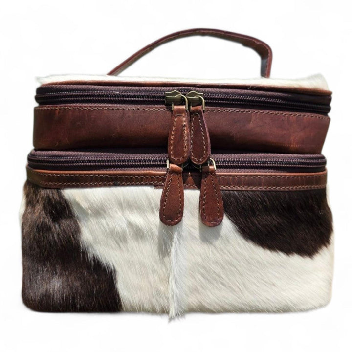 BB Cattle Queen Travel Case | Cowhide Leather Makeup & Toiletry Bag
