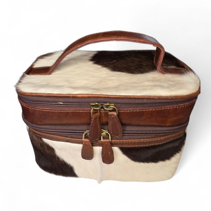 BB Cattle Queen Travel Case | Cowhide Leather Makeup & Toiletry Bag