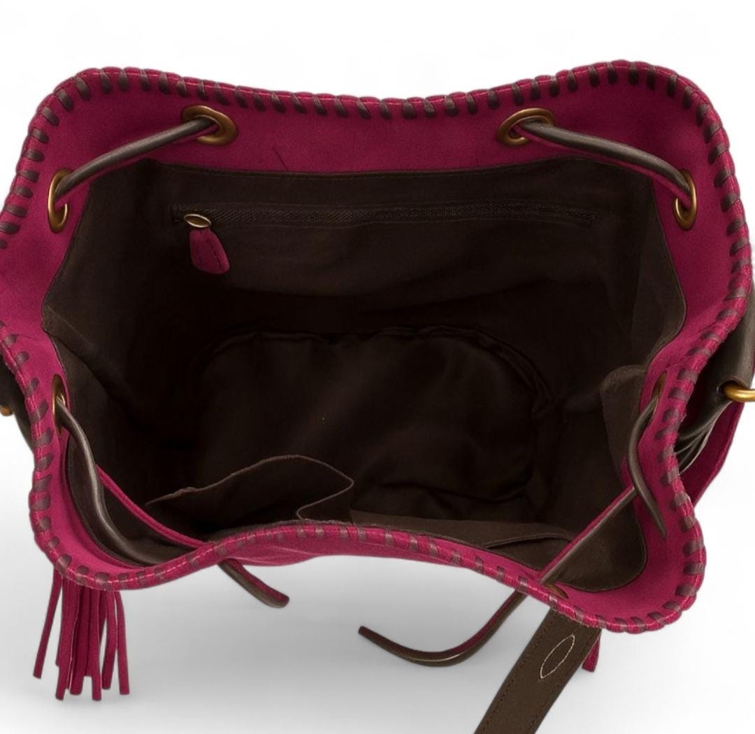 BB Desert Bloom Bucket Bag | Suede & Hand-Tooled Leather Bag