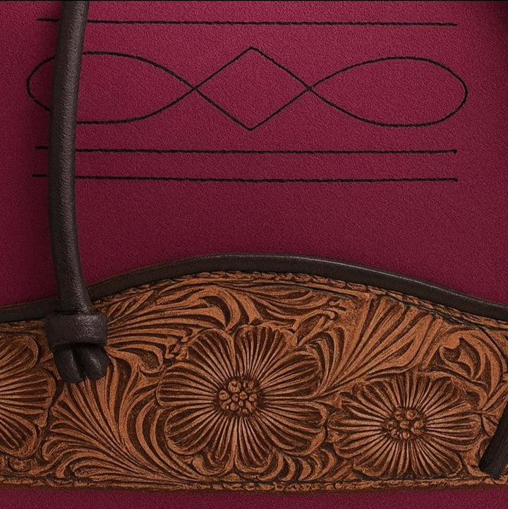 BB Desert Bloom Bucket Bag | Suede & Hand-Tooled Leather Bag