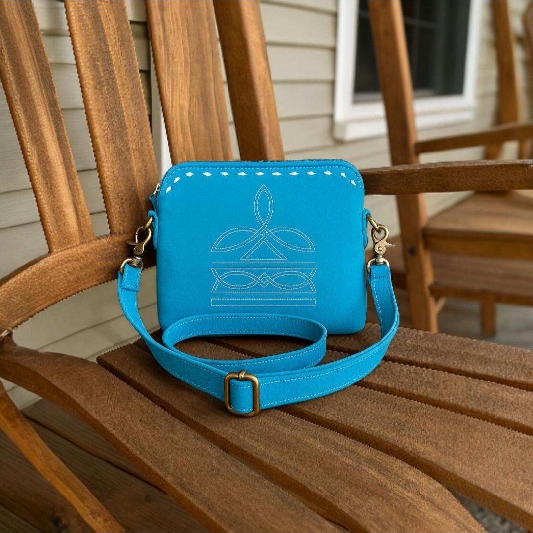 BB Horizon Stitch Crossbody | Suede Leather Bag with Boot-Stitch Embroidery