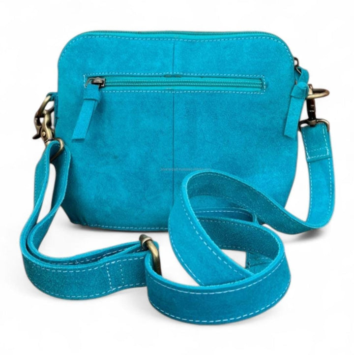 BB Horizon Stitch Crossbody | Suede Leather Bag with Boot-Stitch Embroidery