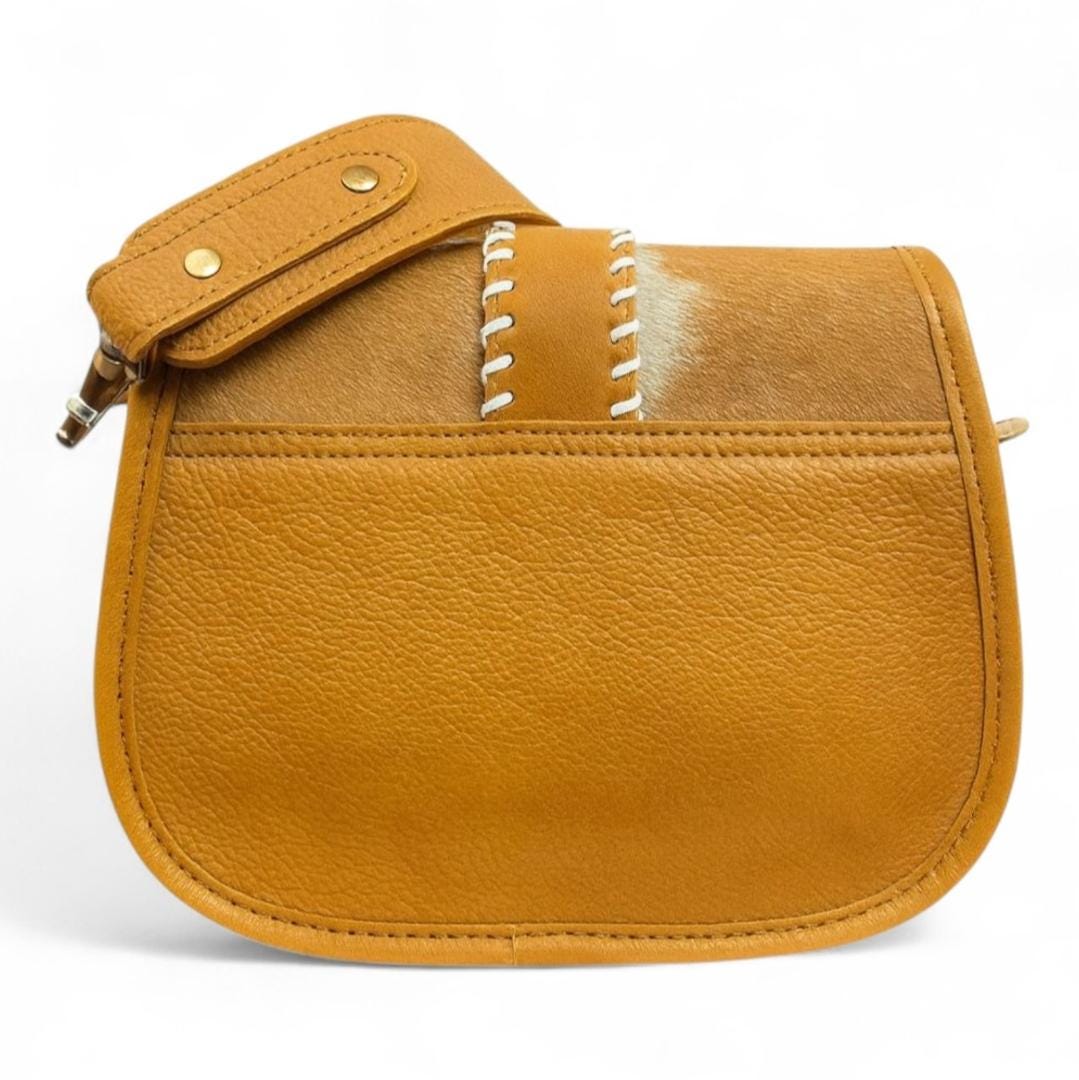 BB Saddled Buckle Crossbody | Hand-Tooled Leather & Cowhide Bag