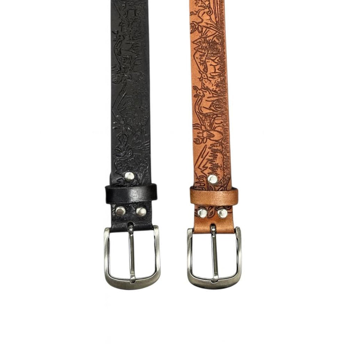 BB Wildlife Forest Belt | Hand-Tooled Leather with Deer & Forest Design