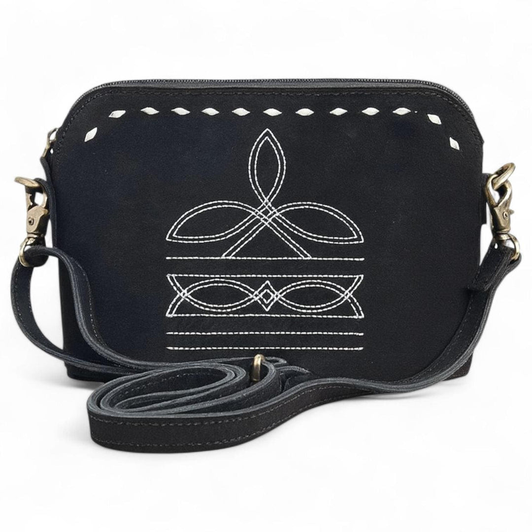 BB Horizon Stitch Crossbody | Suede Leather Bag with Boot-Stitch Embroidery