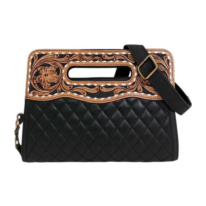 BB Quilted Bloom Crossbody Clutch | Hand-Tooled Leather Crossbody & Clutch