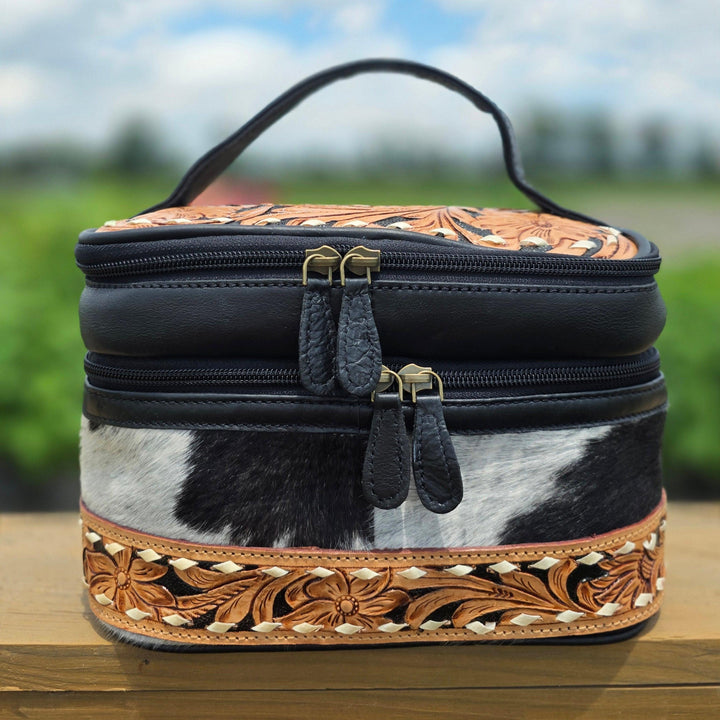 BB Frontier Bloom Case | Hand-Tooled Cowhide Leather Makeup & Travel Bag
