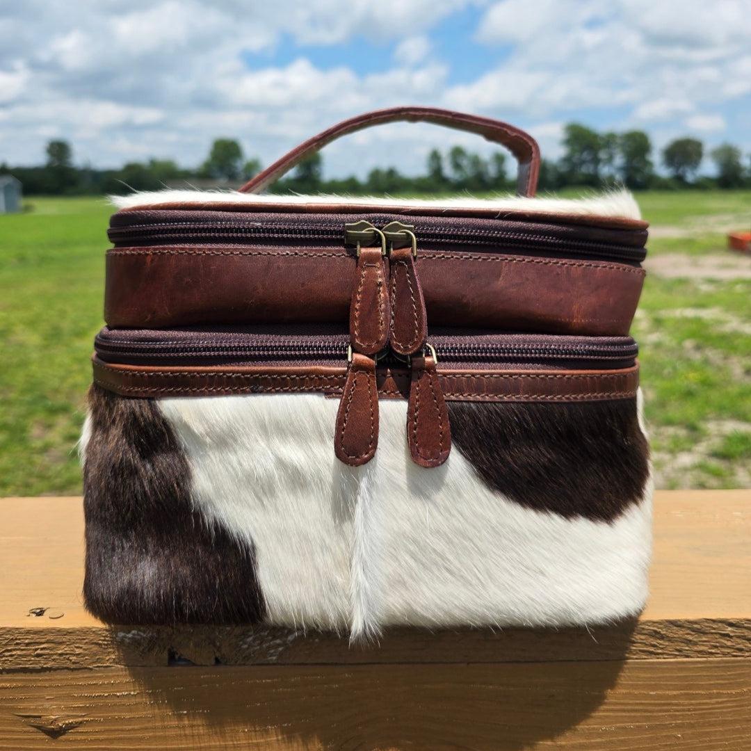BB Cattle Queen Travel Case | Cowhide Leather Makeup & Toiletry Bag