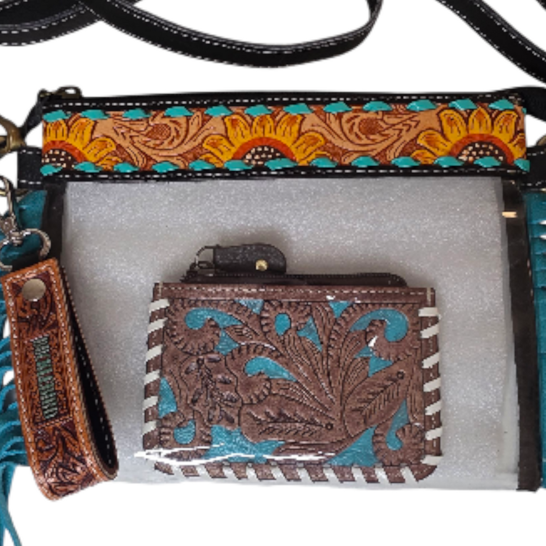 The Rodeo Mini — Tooled Leather Coin Purse