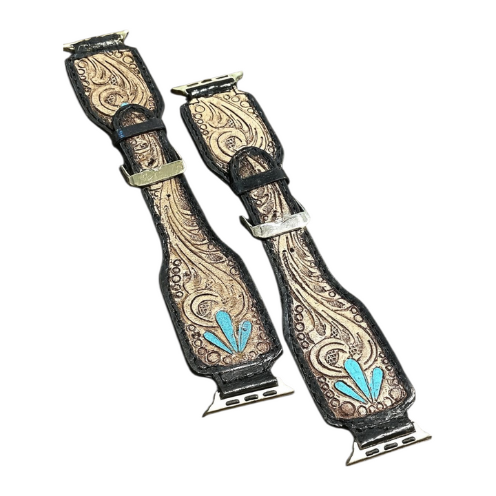 BB Painted Mesa Floral Watch Band | Handcrafted Western Leather Strap