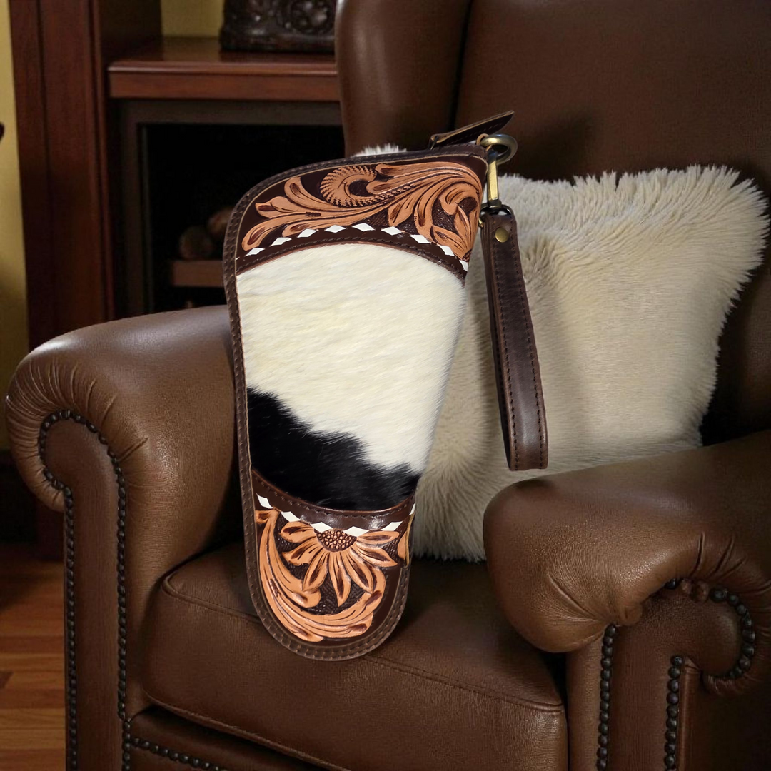 BB Wild Range Carry | Cowhide & Hand-Tooled Leather Travel Case