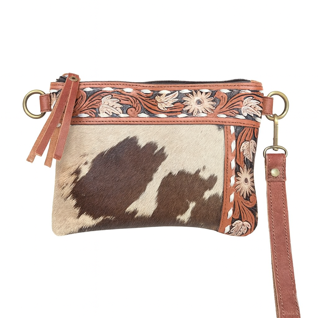The Painted Prairie Cowhide Crossbody & Wristlet
