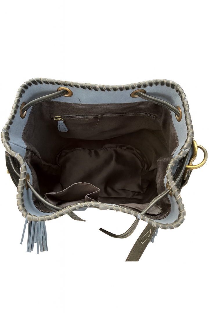 The Desert Bloom Bucket Bag - Suede and Tooled Leather