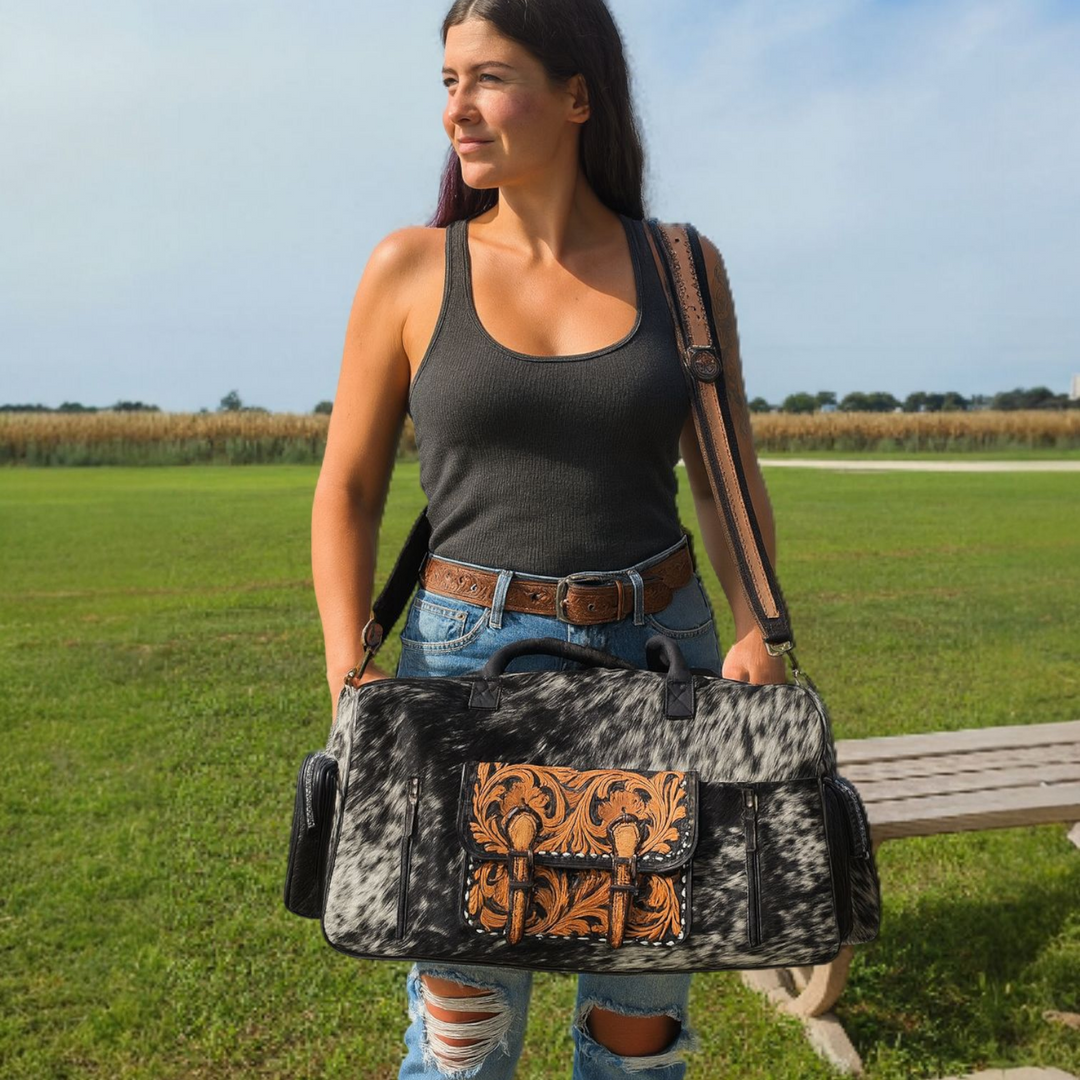BB Heritage Duffle Bag | Hand-Tooled Leather Western Weekender
