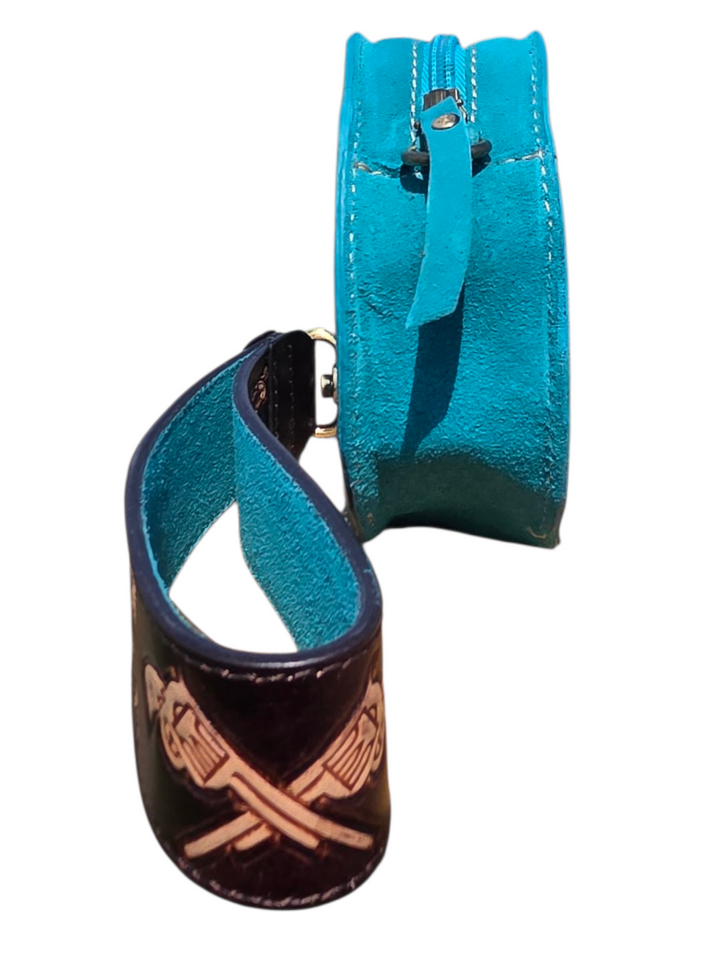 Mini Ranchlet™ - Sued and Tooled Leather Wristlet