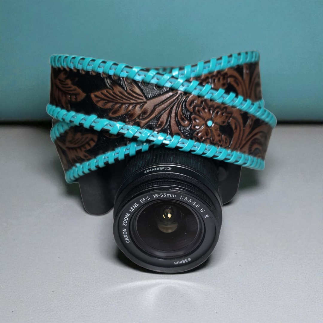 The Nomad Camera Strap | Hand-Tooled Western Leather Shoulder Strap