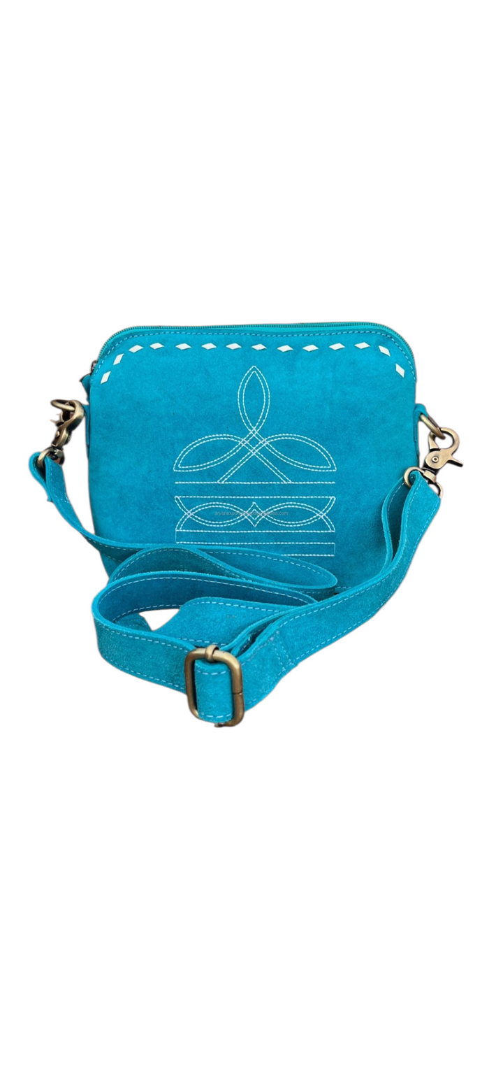 The Horizon Stitch Suede Crossbody - Suede Leather