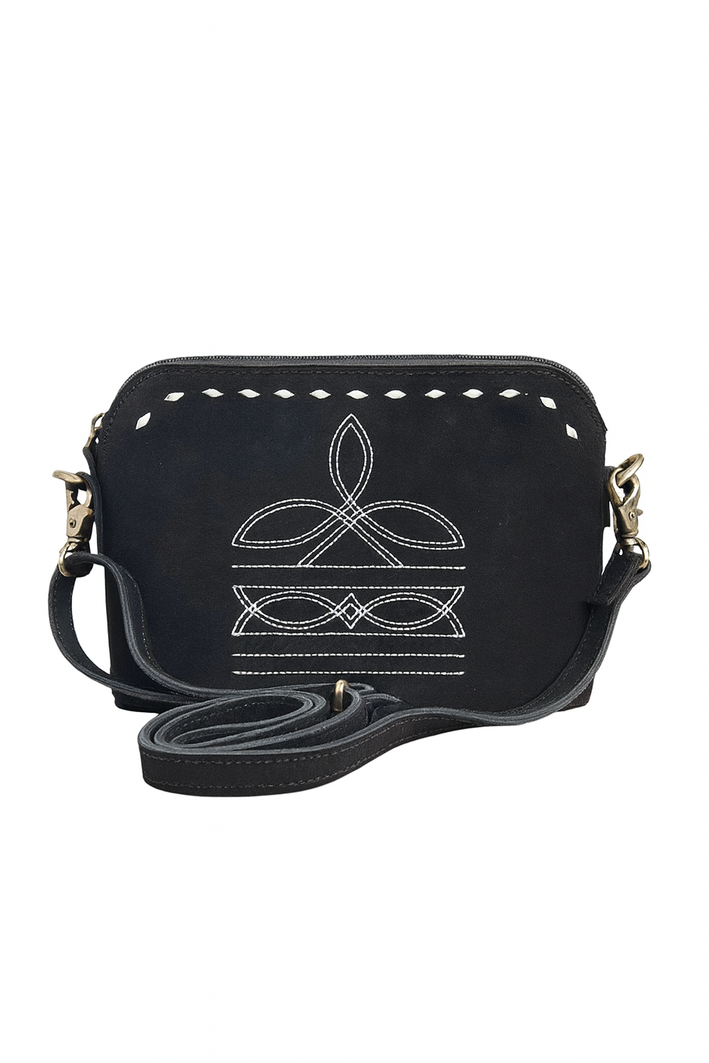 The Horizon Stitch Suede Crossbody - Suede Leather