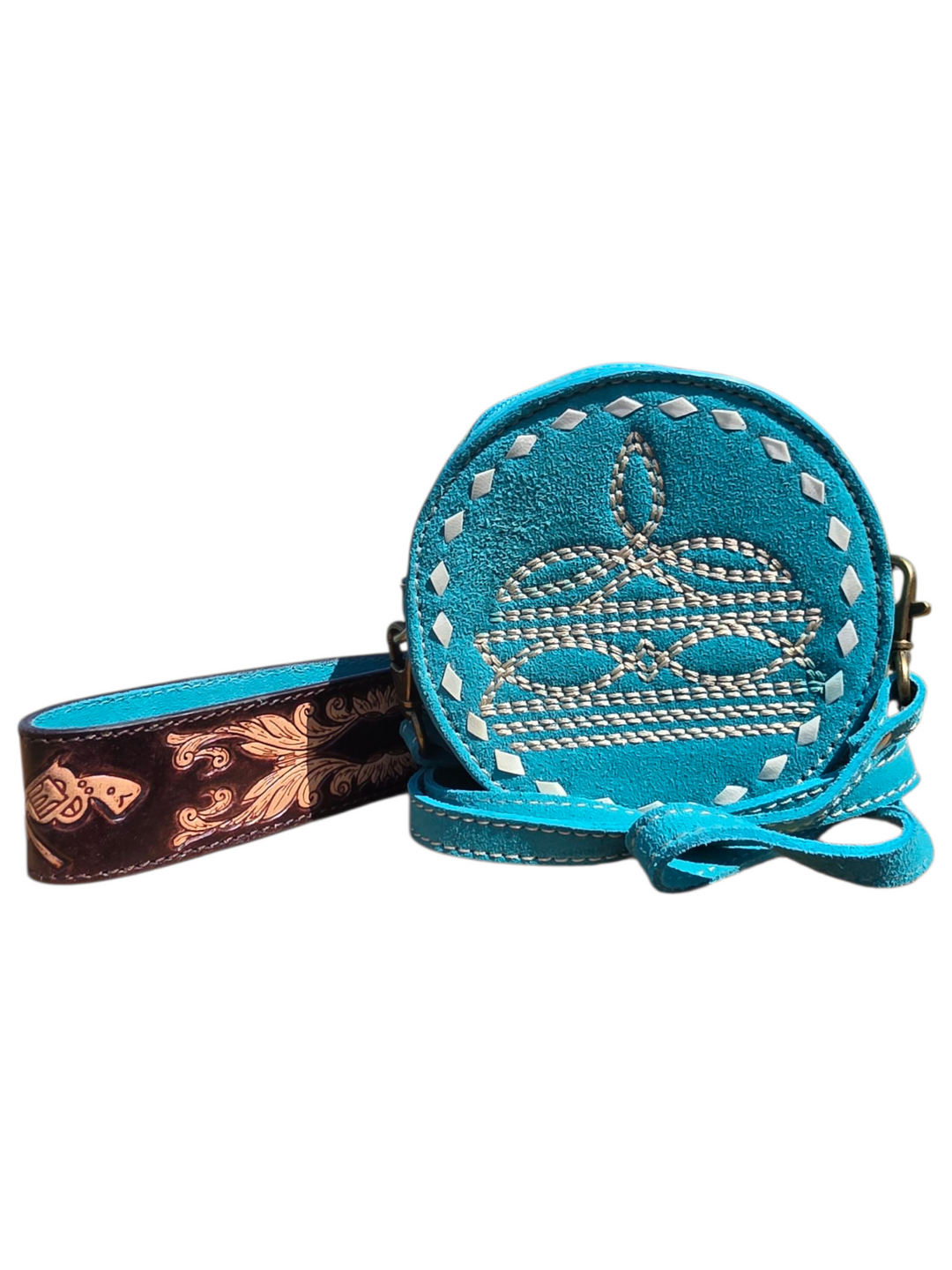 Mini Ranchlet™ - Sued and Tooled Leather Wristlet
