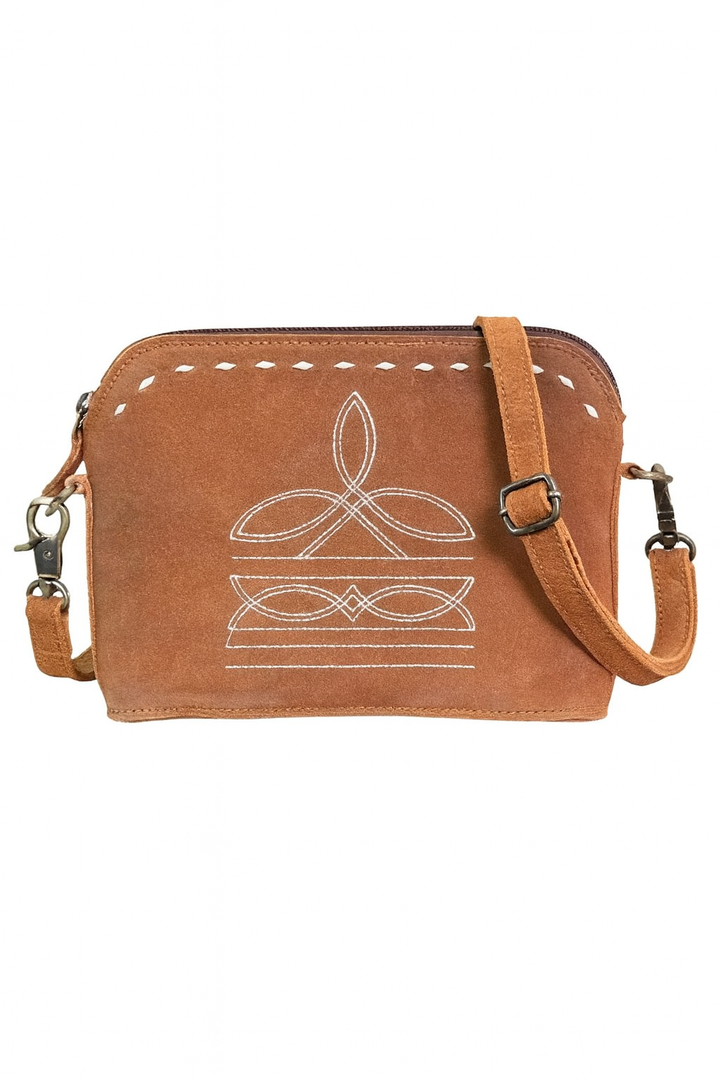 The Horizon Stitch Suede Crossbody - Suede Leather
