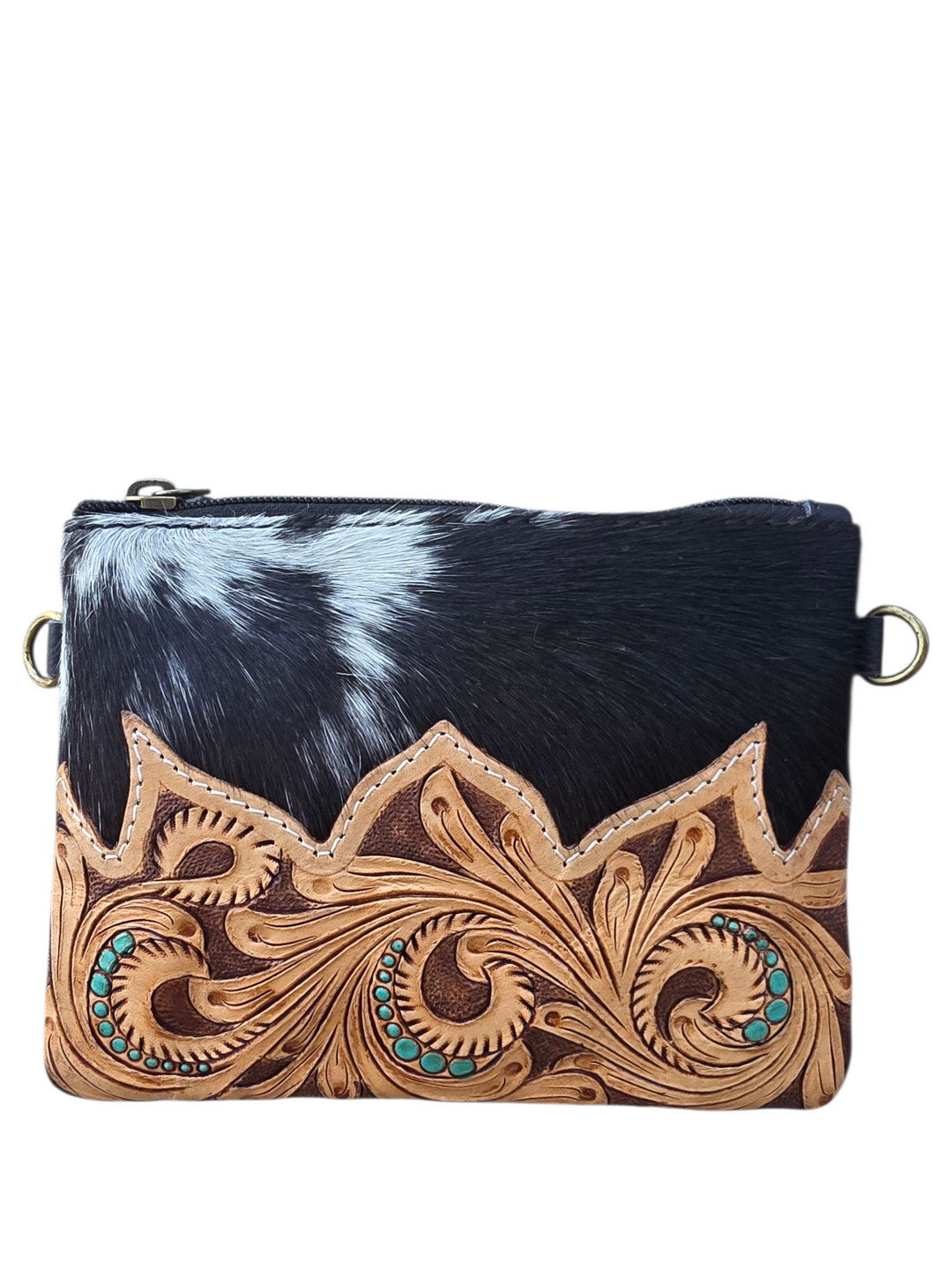 Meadows Bloom Wristlet and Crossbody - Cowhide and Tooled Leather